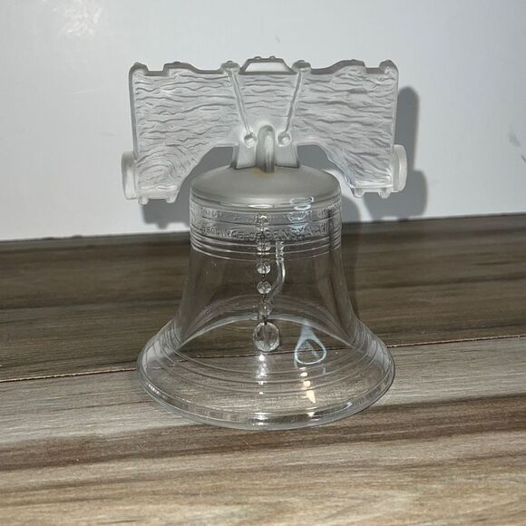 Glass Philadelphia Cracked Liberty Bell With Frosted Top And Glass Chime - Picture 4 of 9